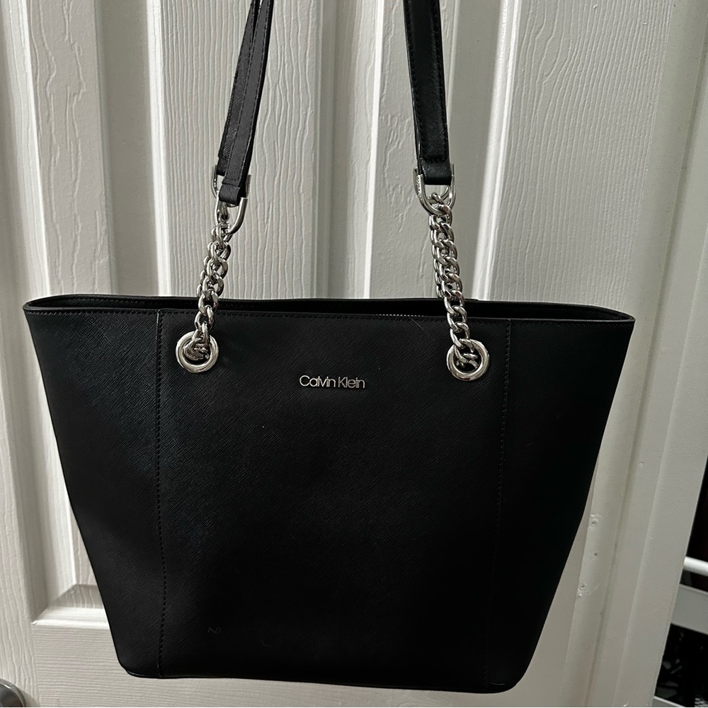 Calvin Klein Black Tote with Silver Accents